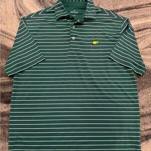 Green Striped Men's Masters Polo, Sz M